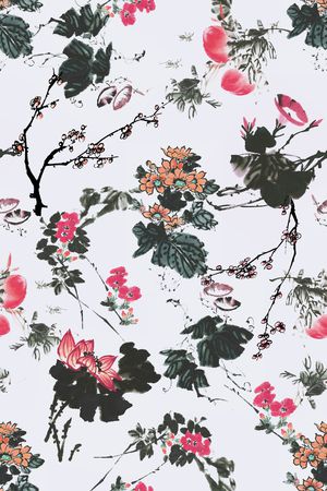 水墨风印花花型图片