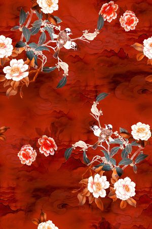 花鸟印花花型图片