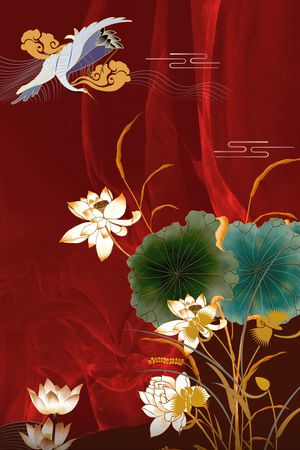 荷花印花花型图片
