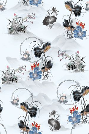 绿植树叶印花花型图片