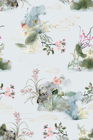 绿植树叶印花花型图片