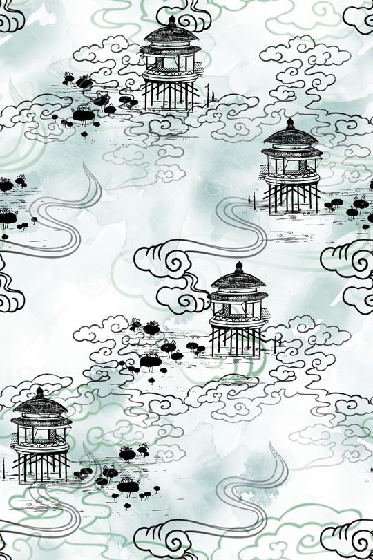 水彩印花花型图片