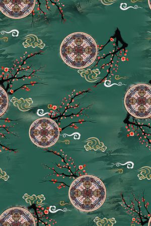 连衣裙印花花型图片