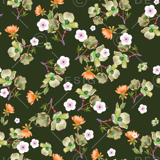 绿植树叶印花花型图片
