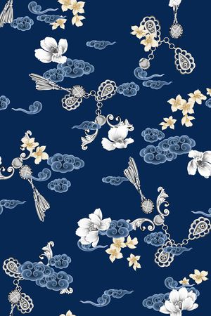 连衣裙印花花型图片