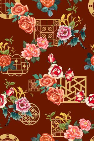 绿植树叶印花花型图片