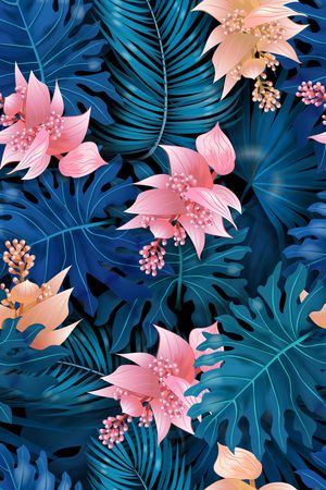 绿植树叶印花花型图片