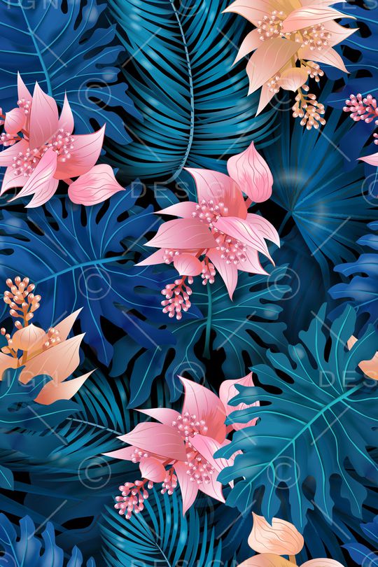 绿植树叶印花花型图片