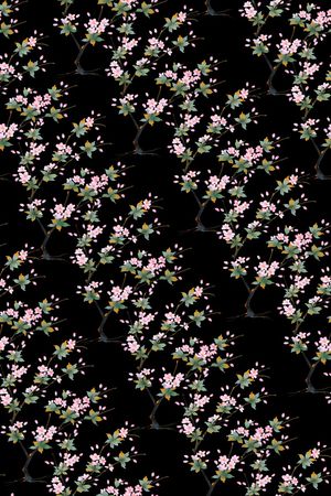 黑底花卉印花花型图片