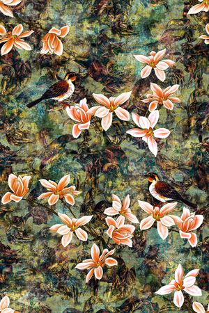 花鸟印花花型图片