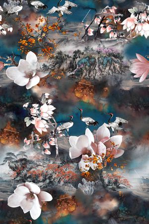 仙鹤印花花型图片