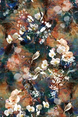 花鸟印花花型图片