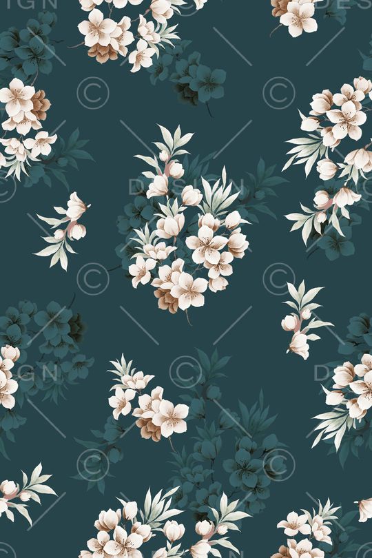 黑底花卉印花花型图片