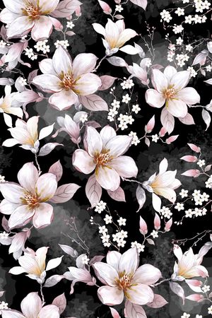 黑底花卉印花花型图片