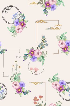 绿植树叶印花花型图片