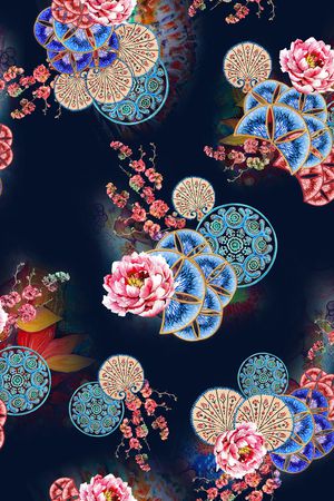 中老年秋冬女装印花花型图片