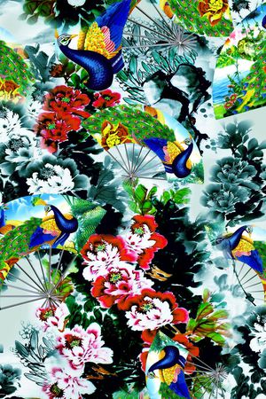 中国画印花花型图片