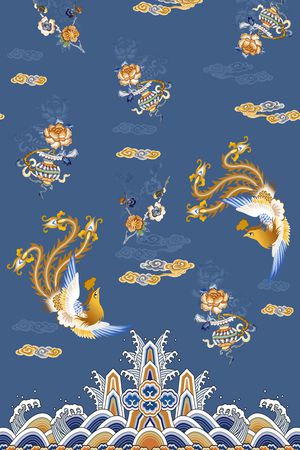 凤凰印花花型图片