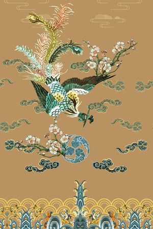 凤凰印花花型图片