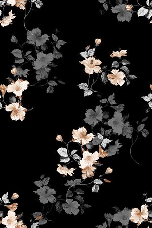 黑底花卉印花花型图片