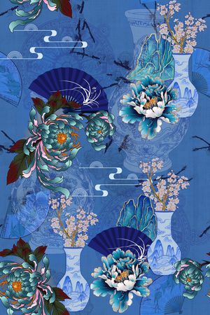 扇子印花花型图片