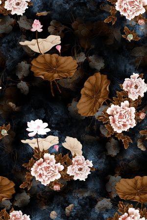 彩底花卉印花花型图片