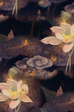 荷花印花花型图片