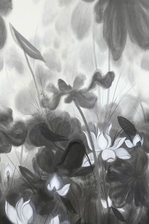 荷花印花花型图片