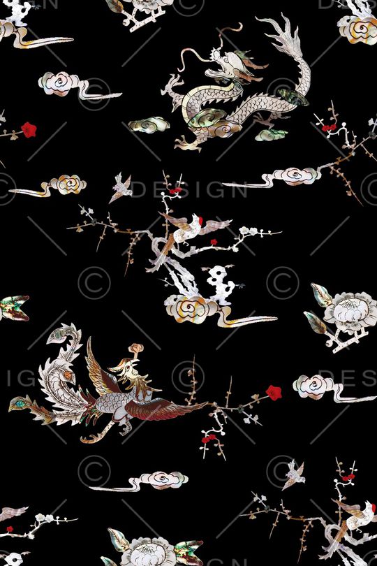 旗袍印花花型图片