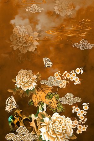 中国风定位花印花花型图片
