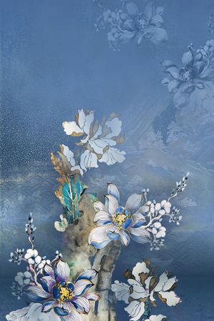 中国风定位花印花花型图片