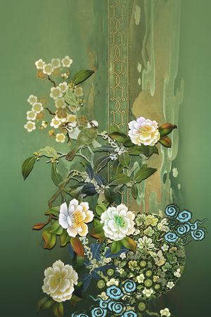 中国风定位花印花花型图片