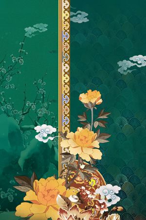 中国风定位花印花花型图片