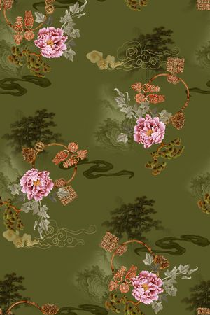 牡丹印花花型图片