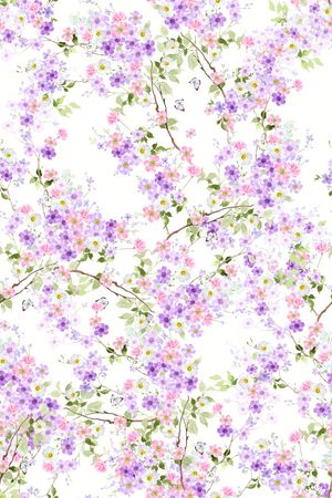 清爽底花卉印花花型图片