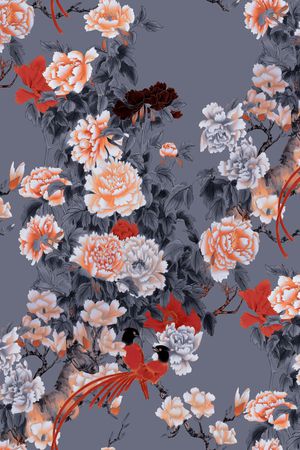 牡丹印花花型图片