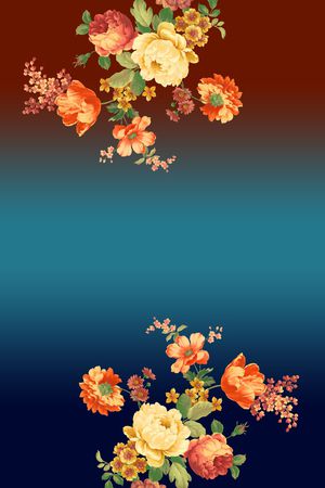 手绘大花印花花型图片