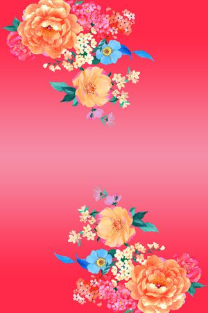 手绘大花印花花型图片