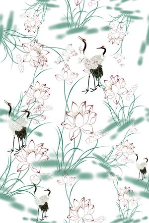 仙鹤印花花型图片