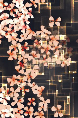 黑底花卉印花花型图片