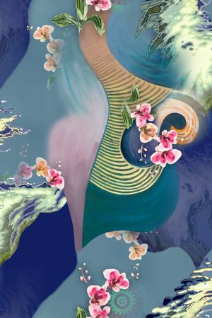 线条印花花型图片