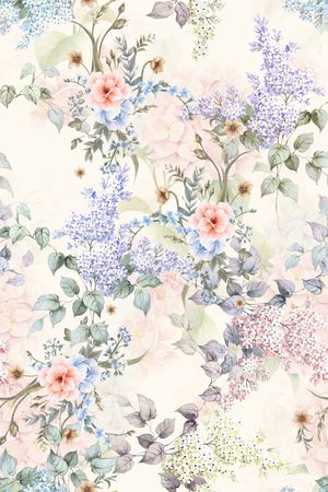手绘花卉印花花型图片