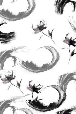 黑白花型印花花型图片