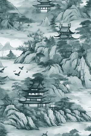 风景印花花型图片