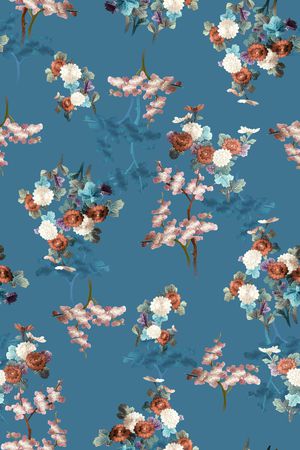 真丝旗袍花印花花型图片