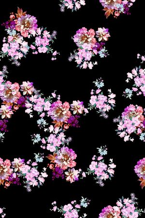 黑底花卉印花花型图片