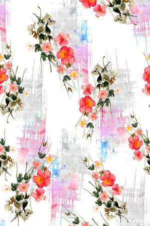手绘花卉印花花型图片