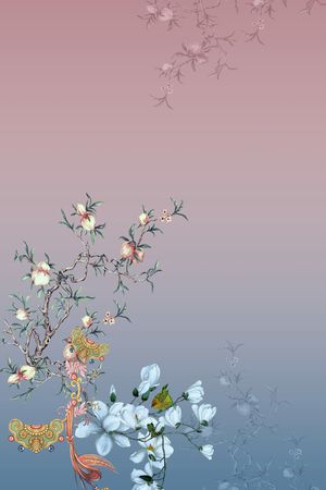 中国风定位花印花花型图片