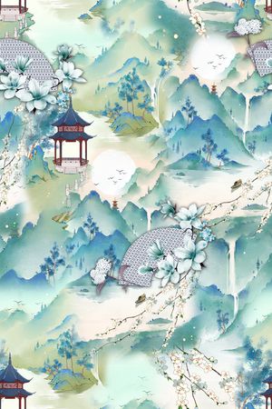 中国风印花花型图片