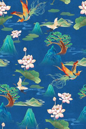 旗袍印花花型图片